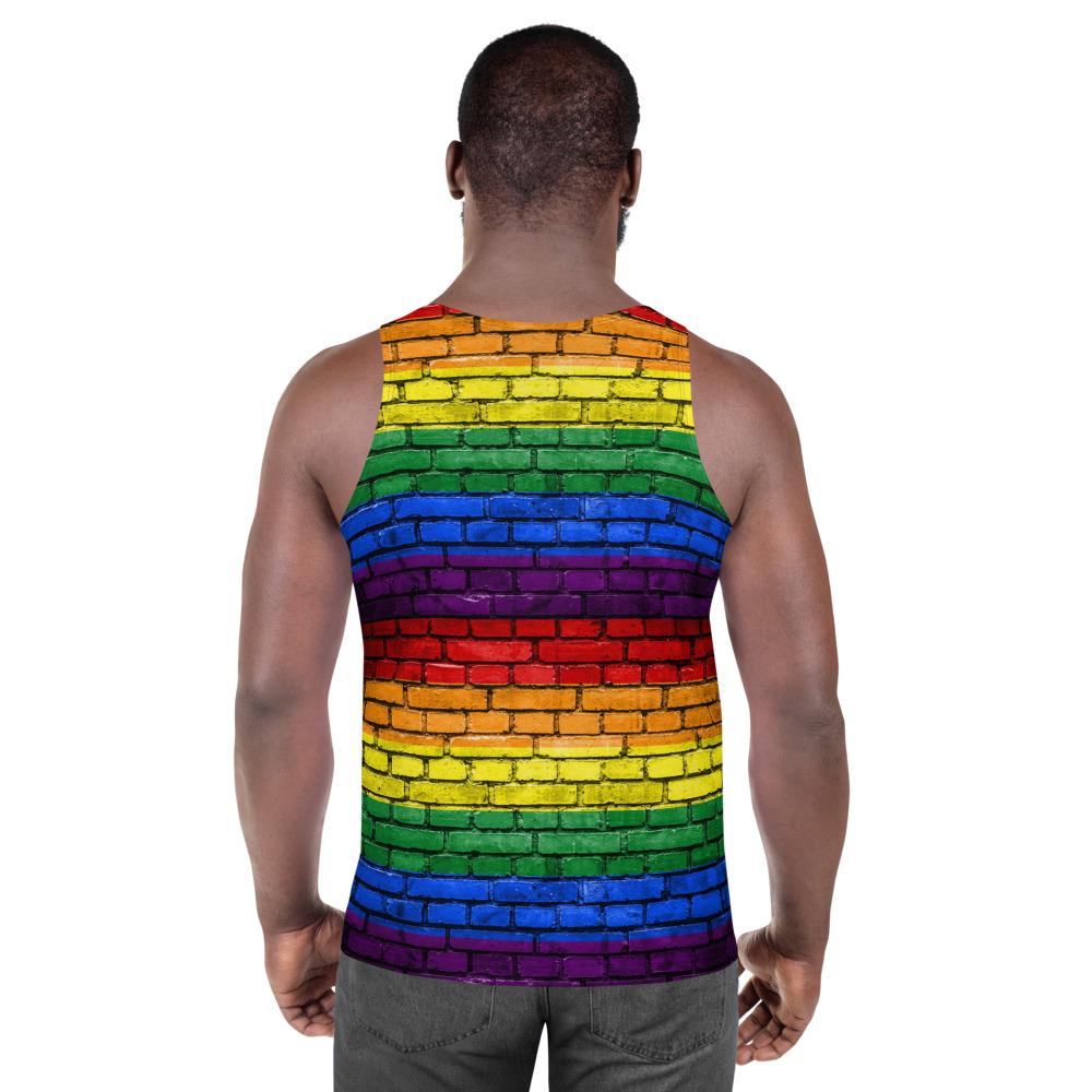 65 MCMLXV Unisex LGBT Pride Rainbow Brick Wall Print Tank Top - 65mcmlxv