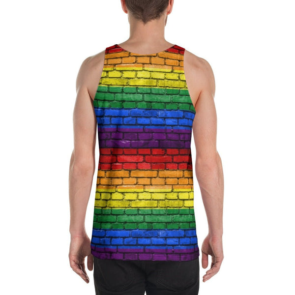 65 MCMLXV Unisex LGBT Pride Rainbow Brick Wall Print Tank Top - 65mcmlxv
