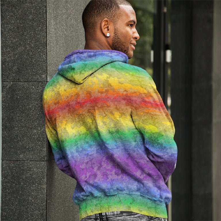 65 MCMLXV Unisex LGBT Pride Rainbow Camo Print Fleece Hoodie - 65mcmlxv