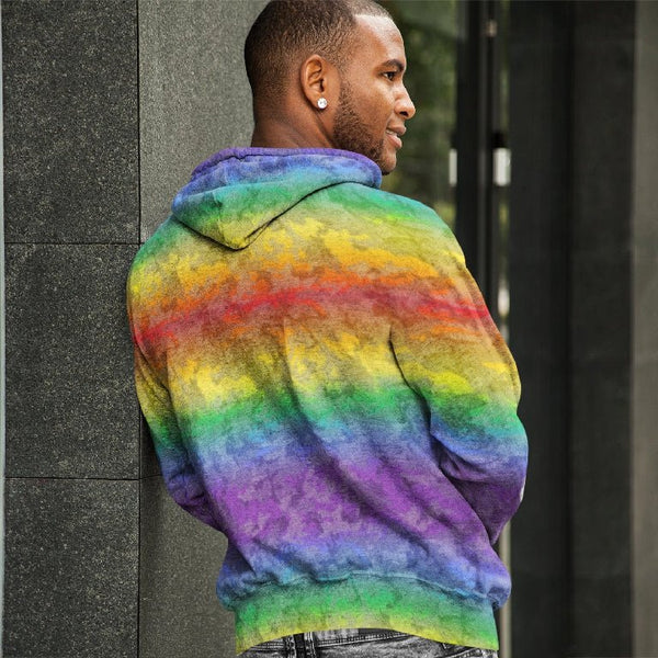 65 MCMLXV Unisex LGBT Pride Rainbow Camo Print Fleece Hoodie - 65mcmlxv