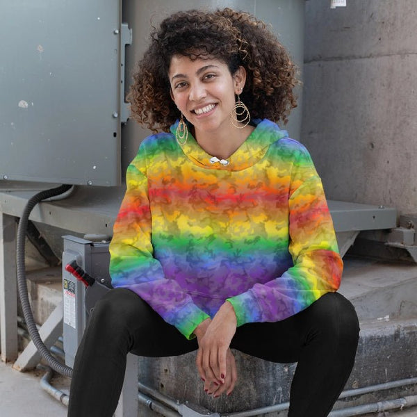 65 MCMLXV Unisex LGBT Pride Rainbow Camo Print Fleece Hoodie - 65mcmlxv