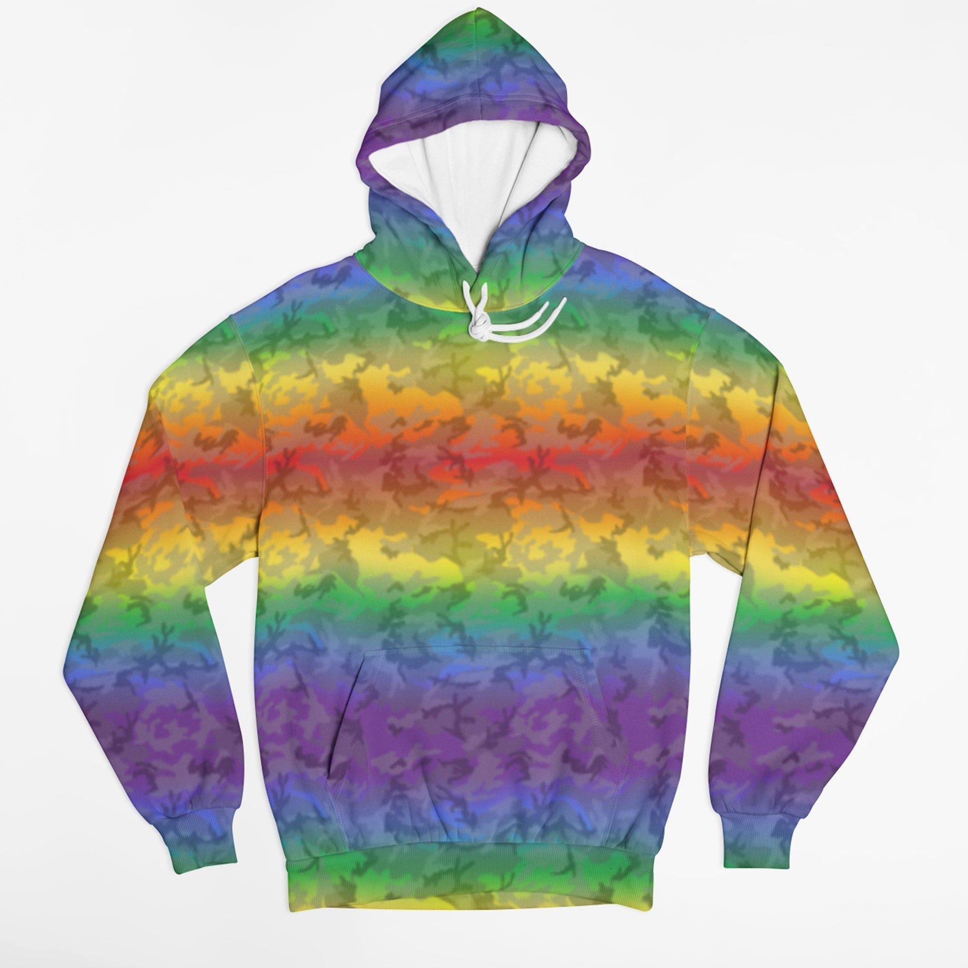 65 MCMLXV Unisex LGBT Pride Rainbow Camo Print Fleece Hoodie - 65mcmlxv