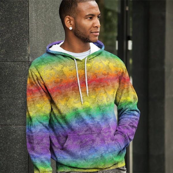65 MCMLXV Unisex LGBT Pride Rainbow Camo Print Fleece Hoodie - 65mcmlxv