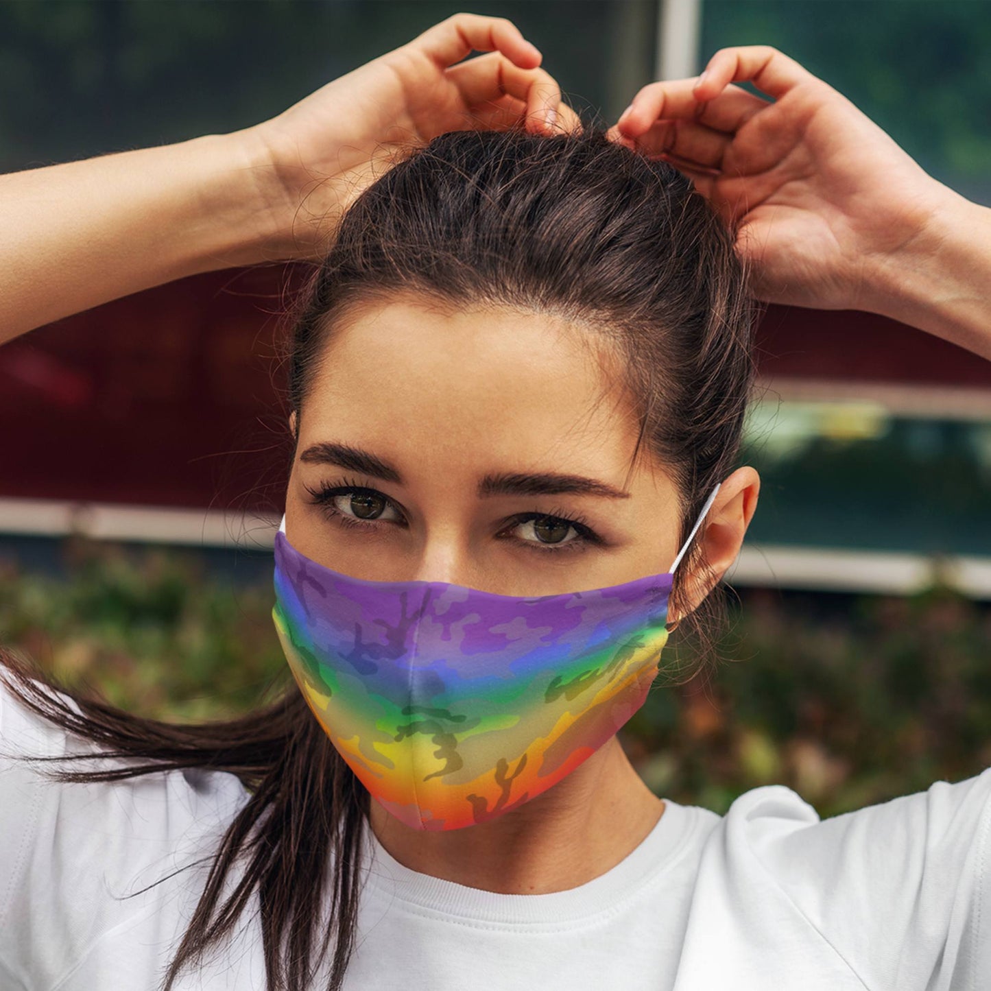 65 MCMLXV Unisex LGBT Pride Rainbow Camouflage Print Face Mask - 65mcmlxv