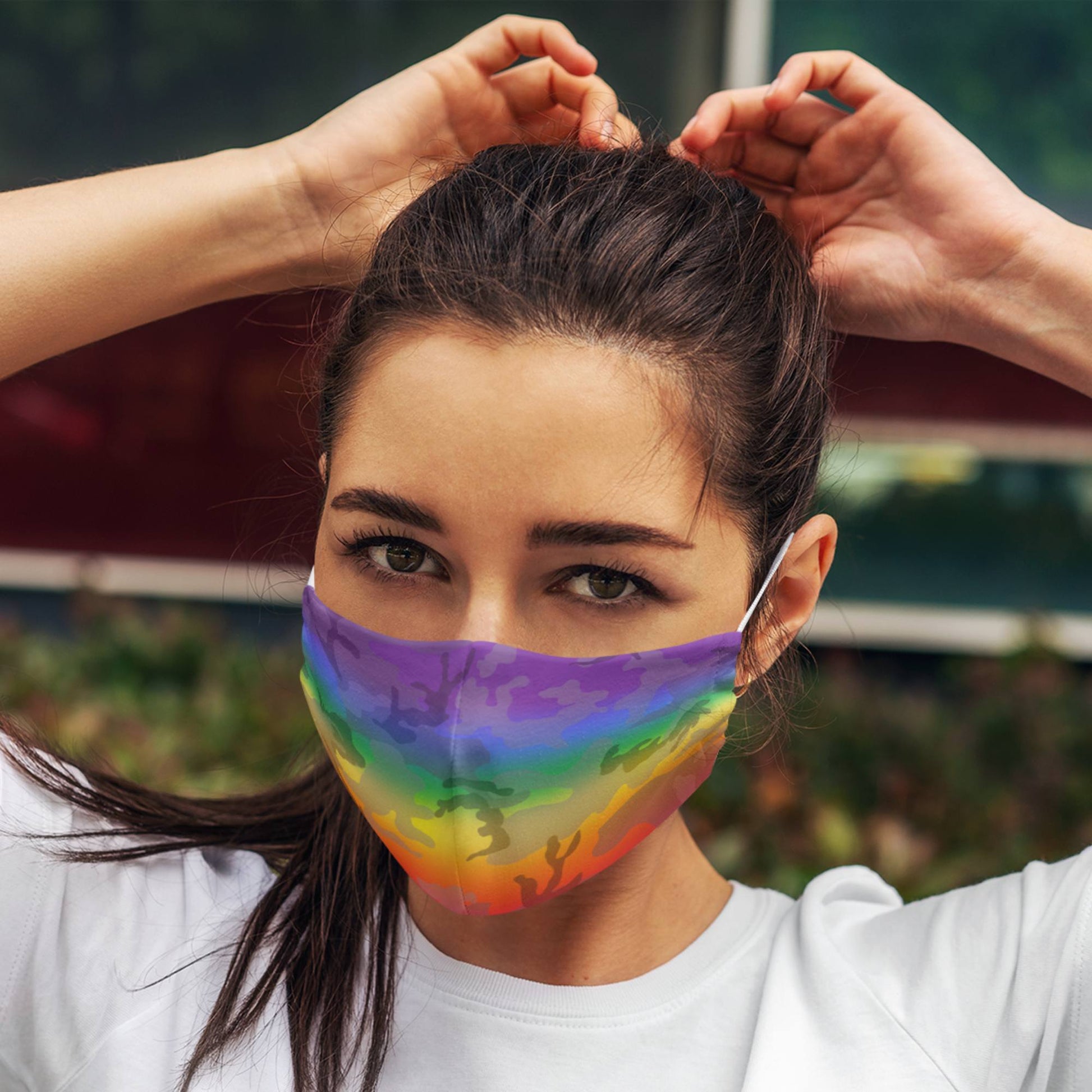 65 MCMLXV Unisex LGBT Pride Rainbow Camouflage Print Face Mask - 65mcmlxv