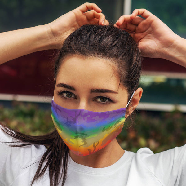 65 MCMLXV Unisex LGBT Pride Rainbow Camouflage Print Face Mask - 65mcmlxv