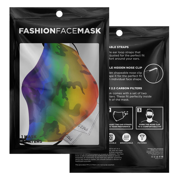 65 MCMLXV Unisex LGBT Pride Rainbow Camouflage Print Face Mask - 65mcmlxv