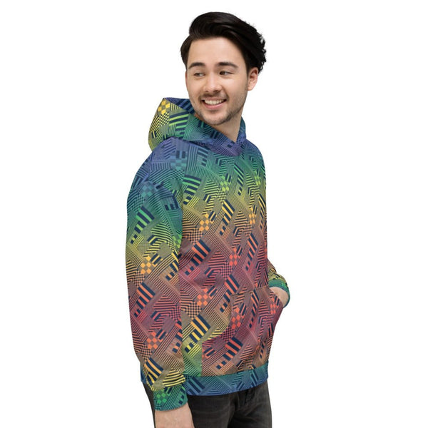 65 MCMLXV Unisex LGBT Pride Rainbow Geo Print Fleece Hoodie - 65mcmlxv