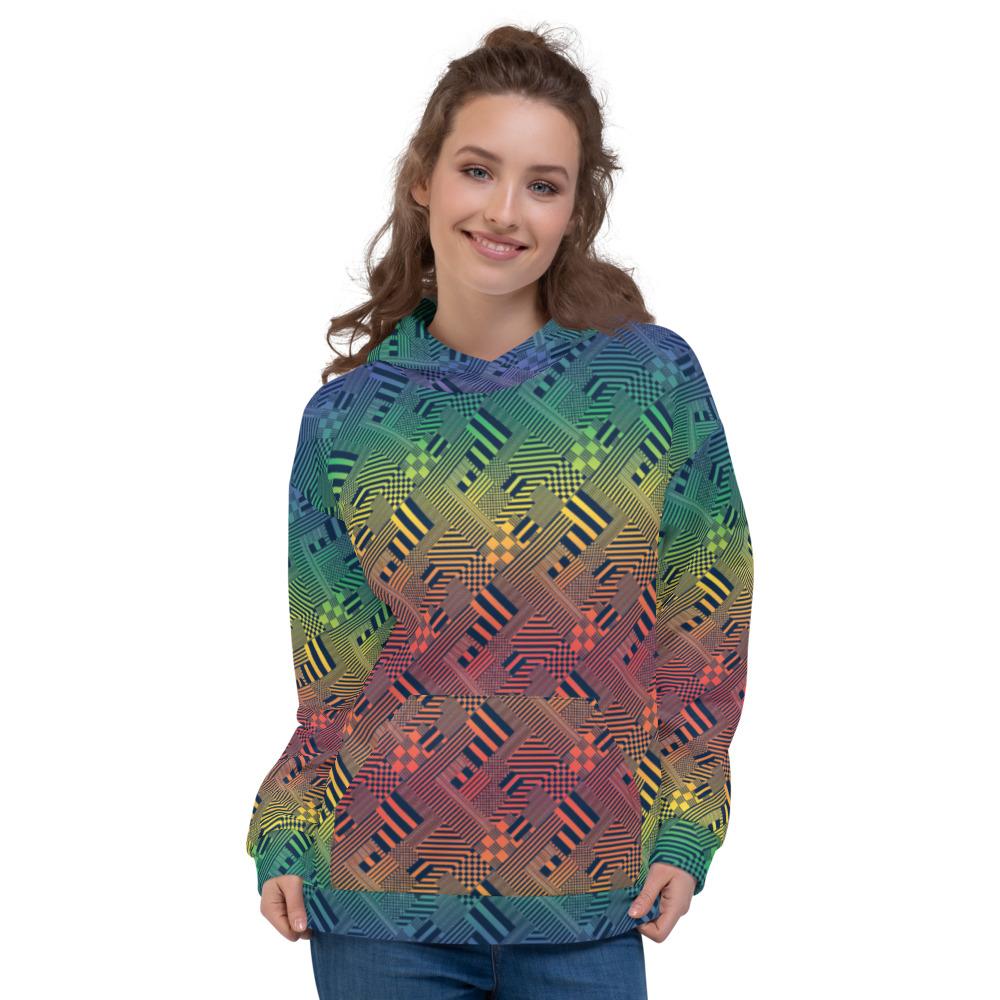 65 MCMLXV Unisex LGBT Pride Rainbow Geo Print Fleece Hoodie - 65mcmlxv