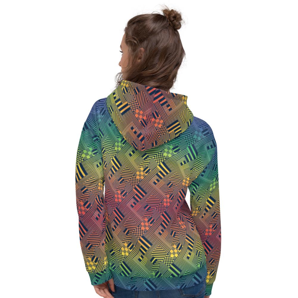 65 MCMLXV Unisex LGBT Pride Rainbow Geo Print Fleece Hoodie - 65mcmlxv