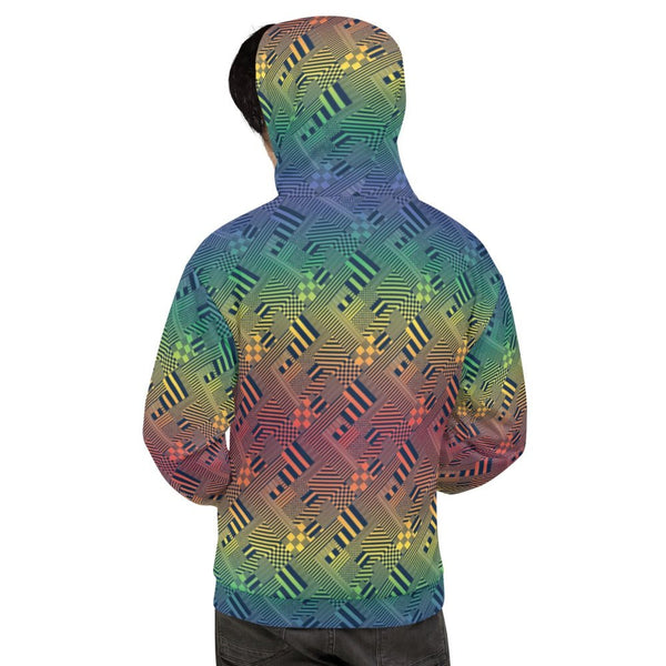 65 MCMLXV Unisex LGBT Pride Rainbow Geo Print Fleece Hoodie - 65mcmlxv
