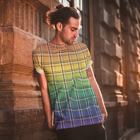 65 MCMLXV Unisex LGBT Pride Rainbow Plaid Print T-shirt - 65mcmlxv