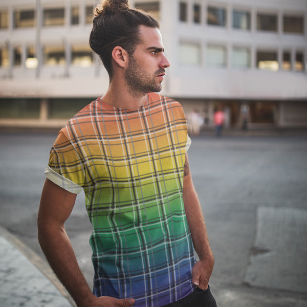 65 MCMLXV Unisex LGBT Pride Rainbow Plaid Print T-shirt - 65mcmlxv
