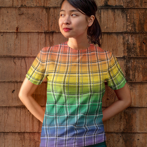 65 MCMLXV Unisex LGBT Pride Rainbow Plaid Print T-shirt - 65mcmlxv