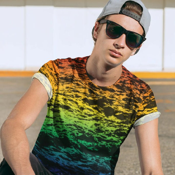 65 MCMLXV Unisex LGBT Pride Rainbow Waves Print T-shirt - 65mcmlxv