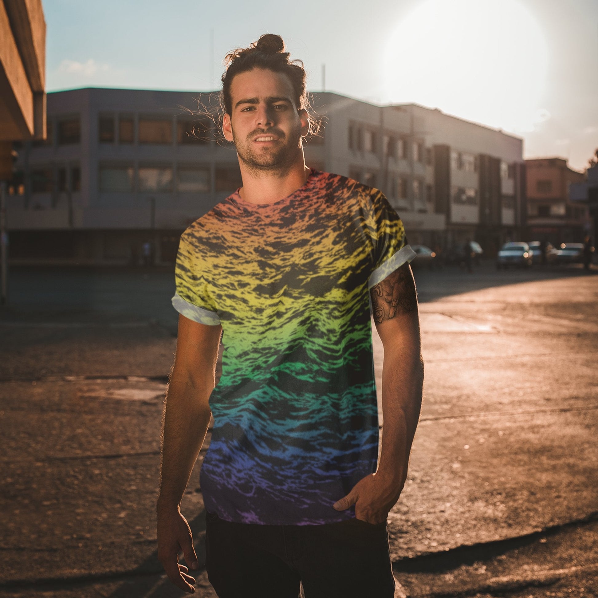 65 MCMLXV Unisex LGBT Pride Rainbow Waves Print T-shirt - 65mcmlxv