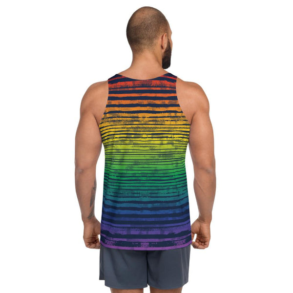 65 MCMLXV Unisex LGBT Pride Textured Rainbow Print Tank Top - 65mcmlxv