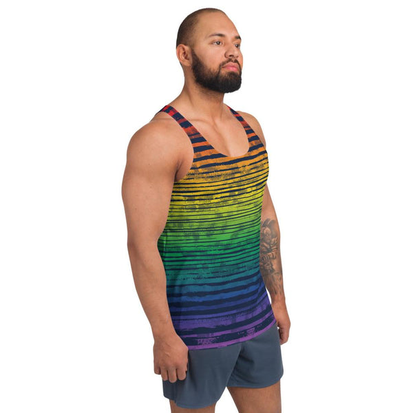 65 MCMLXV Unisex LGBT Pride Textured Rainbow Print Tank Top - 65mcmlxv