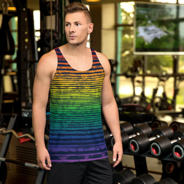 65 MCMLXV Unisex LGBT Pride Textured Rainbow Print Tank Top - 65mcmlxv