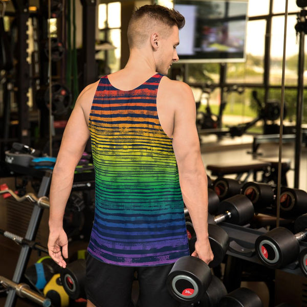 65 MCMLXV Unisex LGBT Pride Textured Rainbow Print Tank Top - 65mcmlxv
