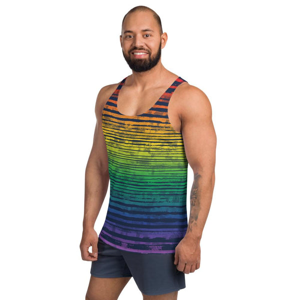 65 MCMLXV Unisex LGBT Pride Textured Rainbow Print Tank Top - 65mcmlxv
