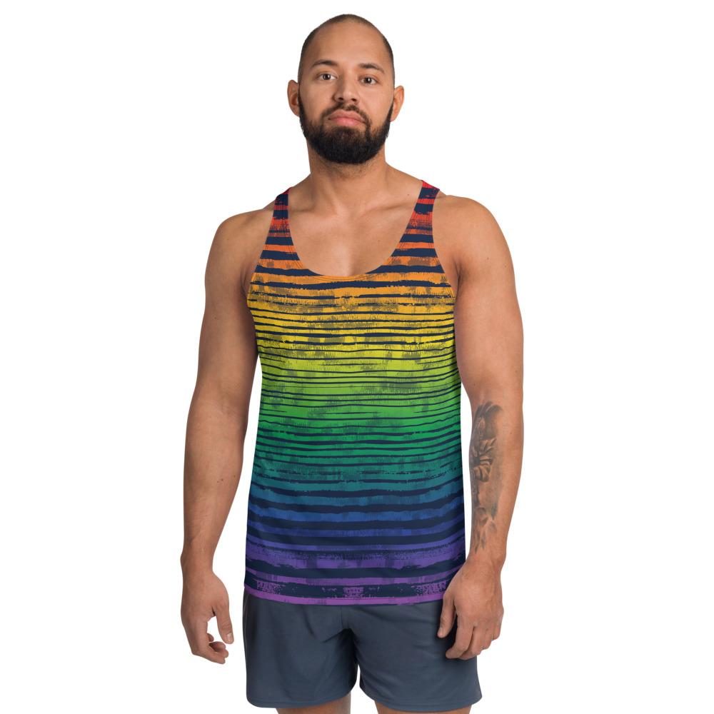 65 MCMLXV Unisex LGBT Pride Textured Rainbow Print Tank Top - 65mcmlxv