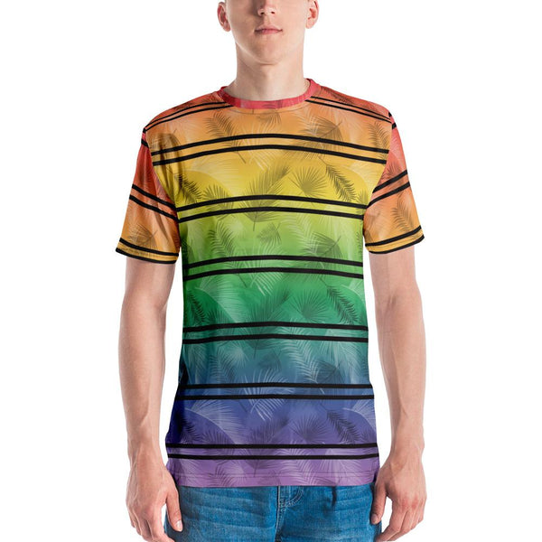 65 MCMLXV Unisex LGBT Pride Tropical Rainbow Stripe Print T-Shirt - 65mcmlxv