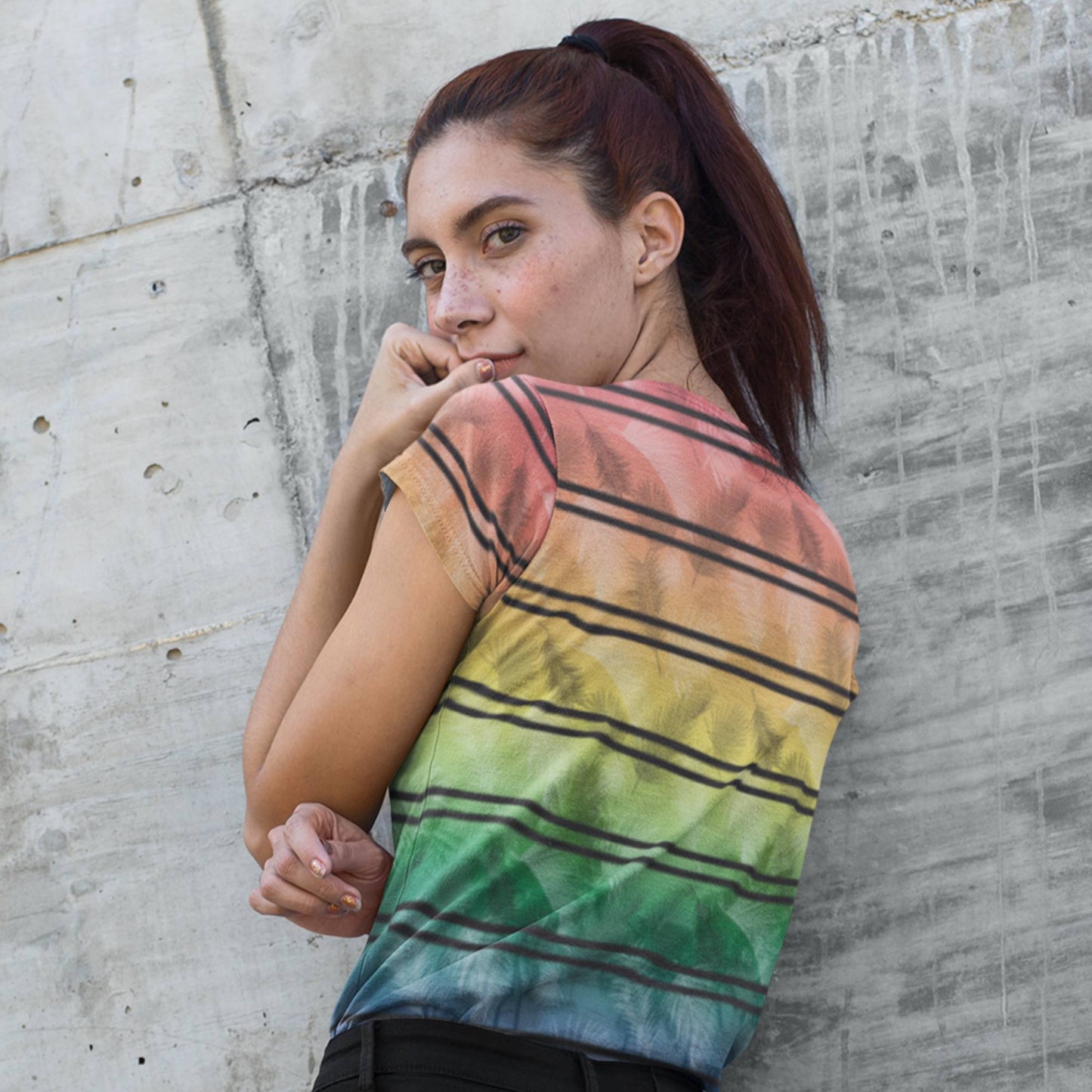 65 MCMLXV Unisex LGBT Pride Tropical Rainbow Stripe Print T-Shirt - 65mcmlxv