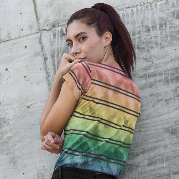 65 MCMLXV Unisex LGBT Pride Tropical Rainbow Stripe Print T-Shirt - 65mcmlxv