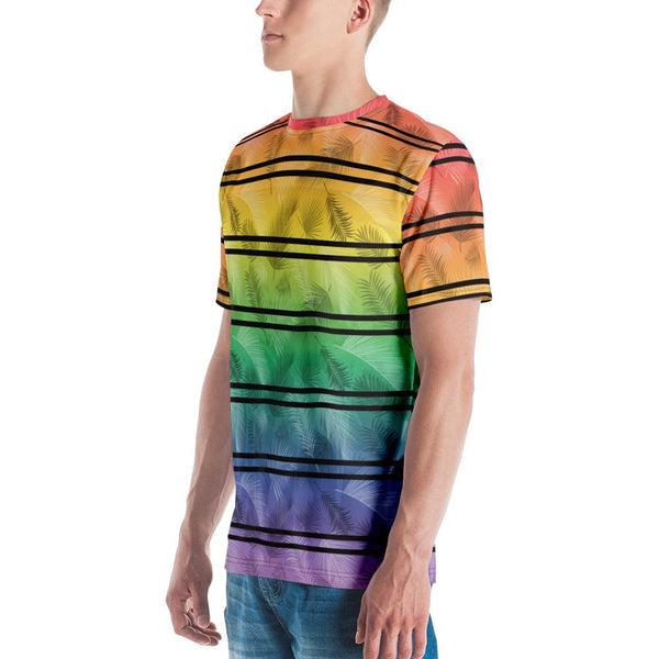 65 MCMLXV Unisex LGBT Pride Tropical Rainbow Stripe Print T-Shirt - 65mcmlxv