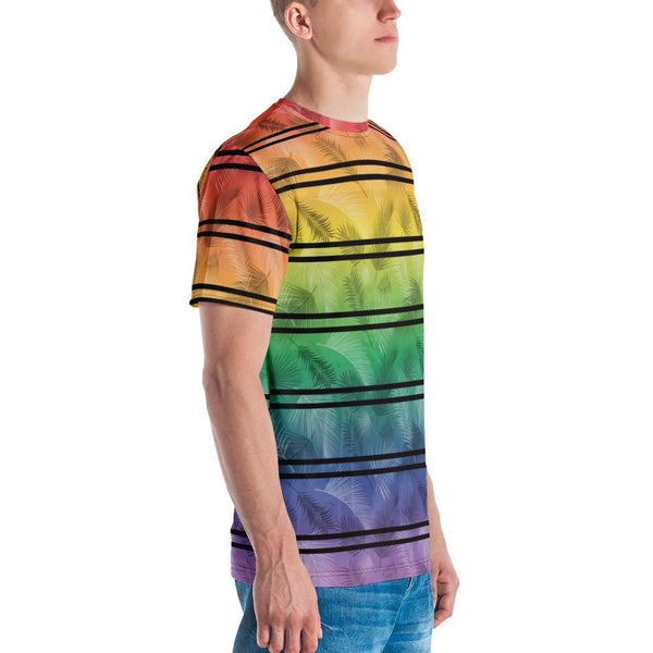 65 MCMLXV Unisex LGBT Pride Tropical Rainbow Stripe Print T-Shirt - 65mcmlxv