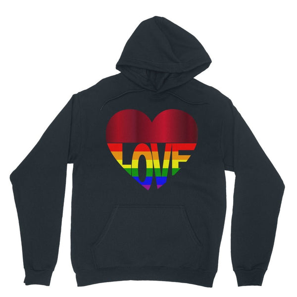 65 MCMLXV Unisex LGBT Rainbow Flag Love Heart Graphic Fleece Hoodie - 65mcmlxv
