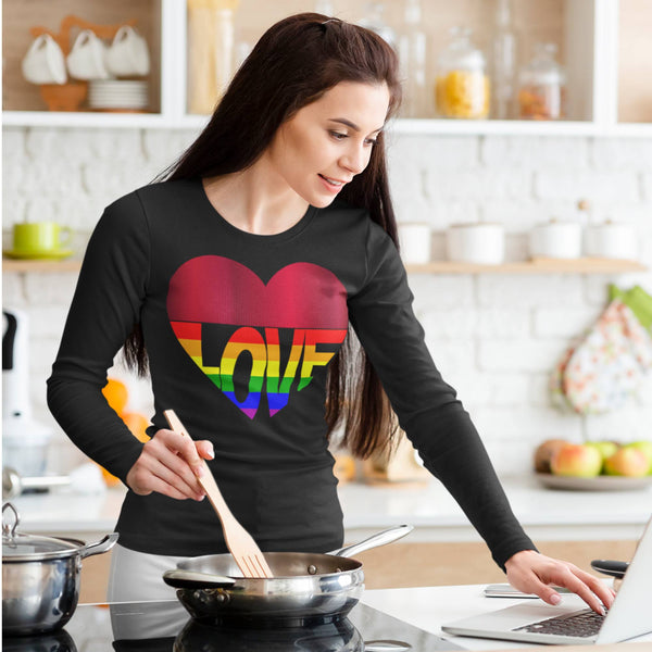 65 MCMLXV Unisex LGBT Rainbow Flag Love Heart Graphic Long Sleeve T-Shirt - 65mcmlxv