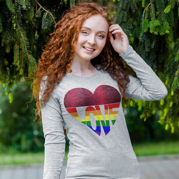 65 MCMLXV Unisex LGBT Rainbow Flag Love Heart Graphic Long Sleeve T-Shirt - 65mcmlxv