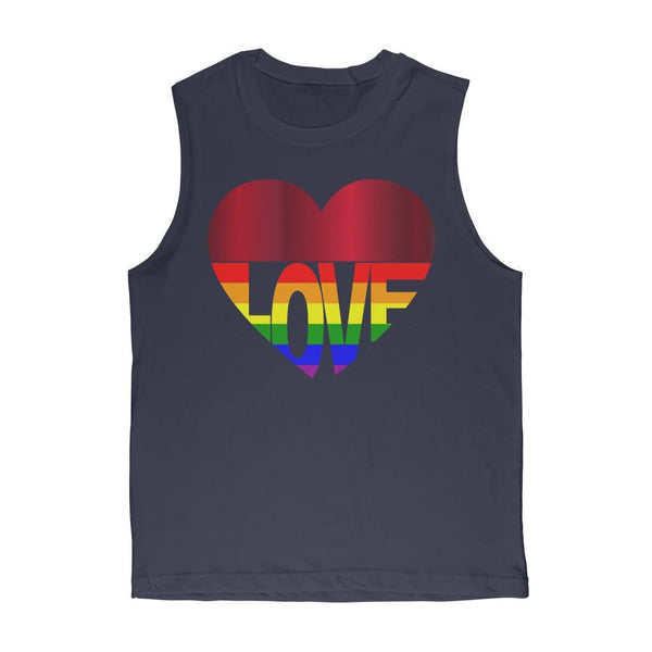 65 MCMLXV Unisex LGBT Rainbow Flag Love Heart Graphic Muscle Top T-Shirt - 65mcmlxv