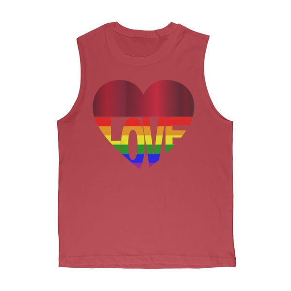 65 MCMLXV Unisex LGBT Rainbow Flag Love Heart Graphic Muscle Top T-Shirt - 65mcmlxv