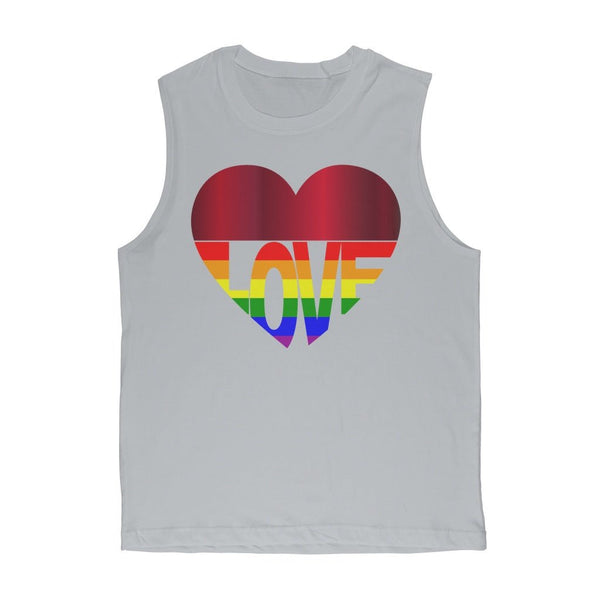 65 MCMLXV Unisex LGBT Rainbow Flag Love Heart Graphic Muscle Top T-Shirt - 65mcmlxv