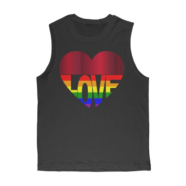 65 MCMLXV Unisex LGBT Rainbow Flag Love Heart Graphic Muscle Top T-Shirt - 65mcmlxv