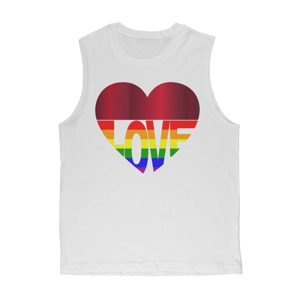 65 MCMLXV Unisex LGBT Rainbow Flag Love Heart Graphic Muscle Top T-Shirt - 65mcmlxv