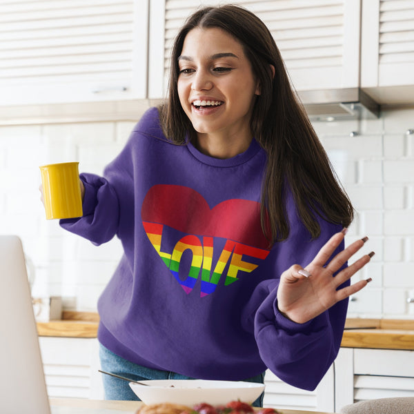 65 MCMLXV Unisex LGBT Rainbow Flag Love Heart Sweatshirt - 65mcmlxv