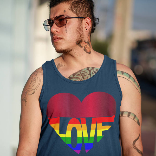65 MCMLXV Unisex LGBT Rainbow Flag Love Heart Tank Top - 65mcmlxv
