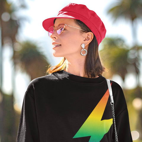 65 MCMLXV Unisex LGBT Rainbow Thunderbolt Print Sweatshirt - 65mcmlxv