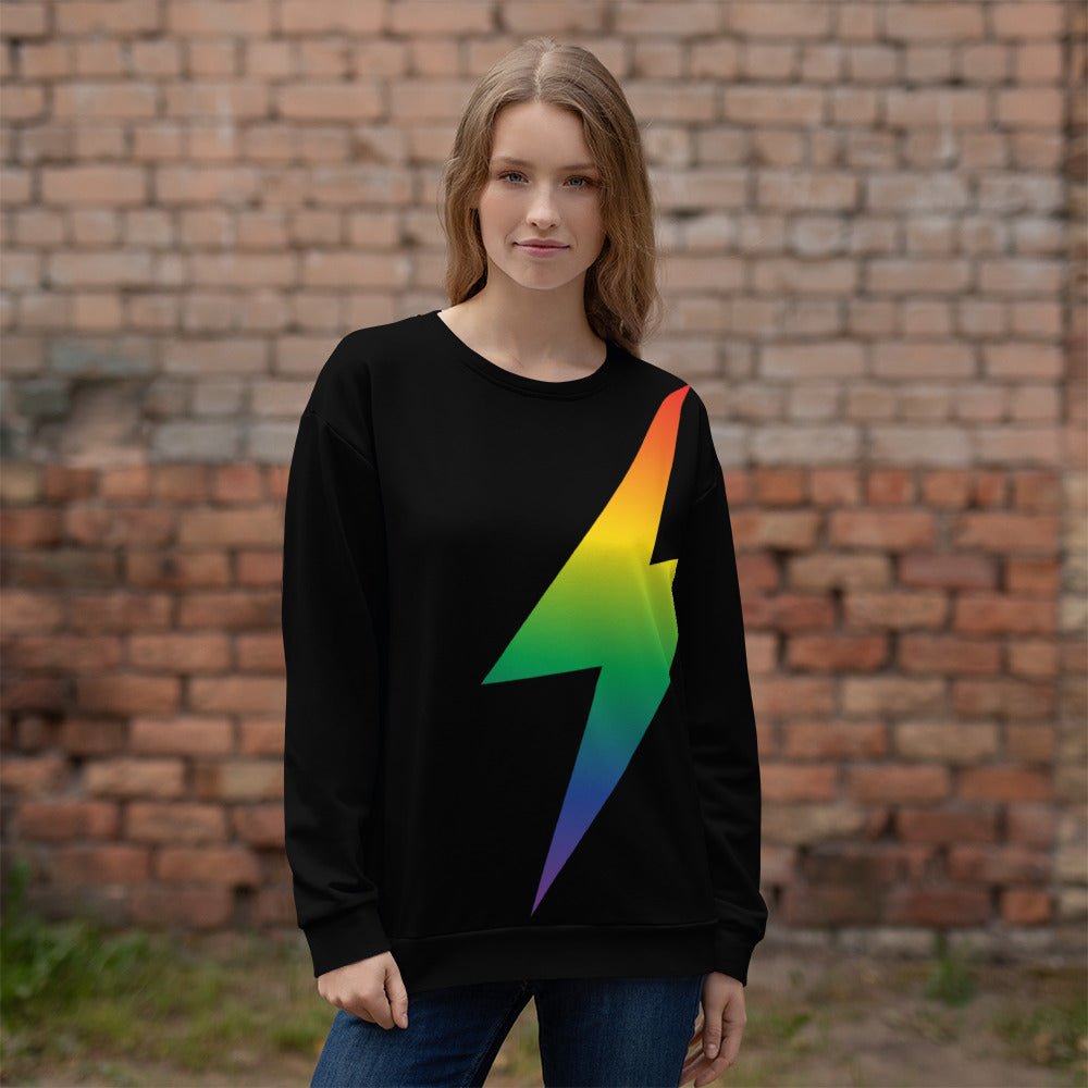 65 MCMLXV Unisex LGBT Rainbow Thunderbolt Print Sweatshirt - 65mcmlxv