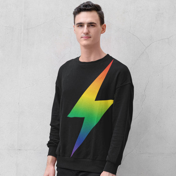 65 MCMLXV Unisex LGBT Rainbow Thunderbolt Print Sweatshirt - 65mcmlxv