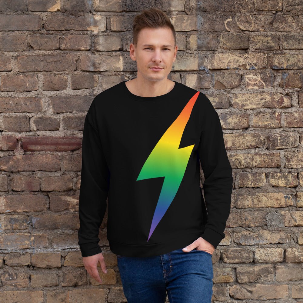65 MCMLXV Unisex LGBT Rainbow Thunderbolt Print Sweatshirt - 65mcmlxv