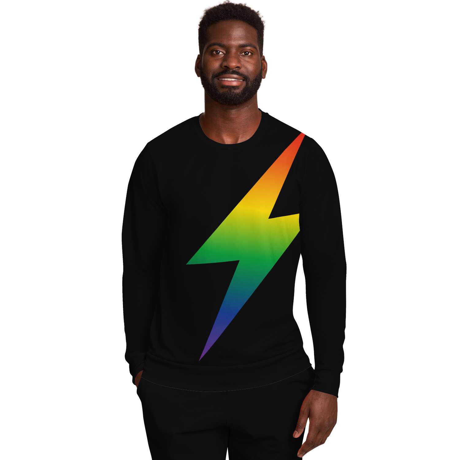 65 MCMLXV Unisex LGBT Rainbow Thunderbolt Print Sweatshirt - 65mcmlxv