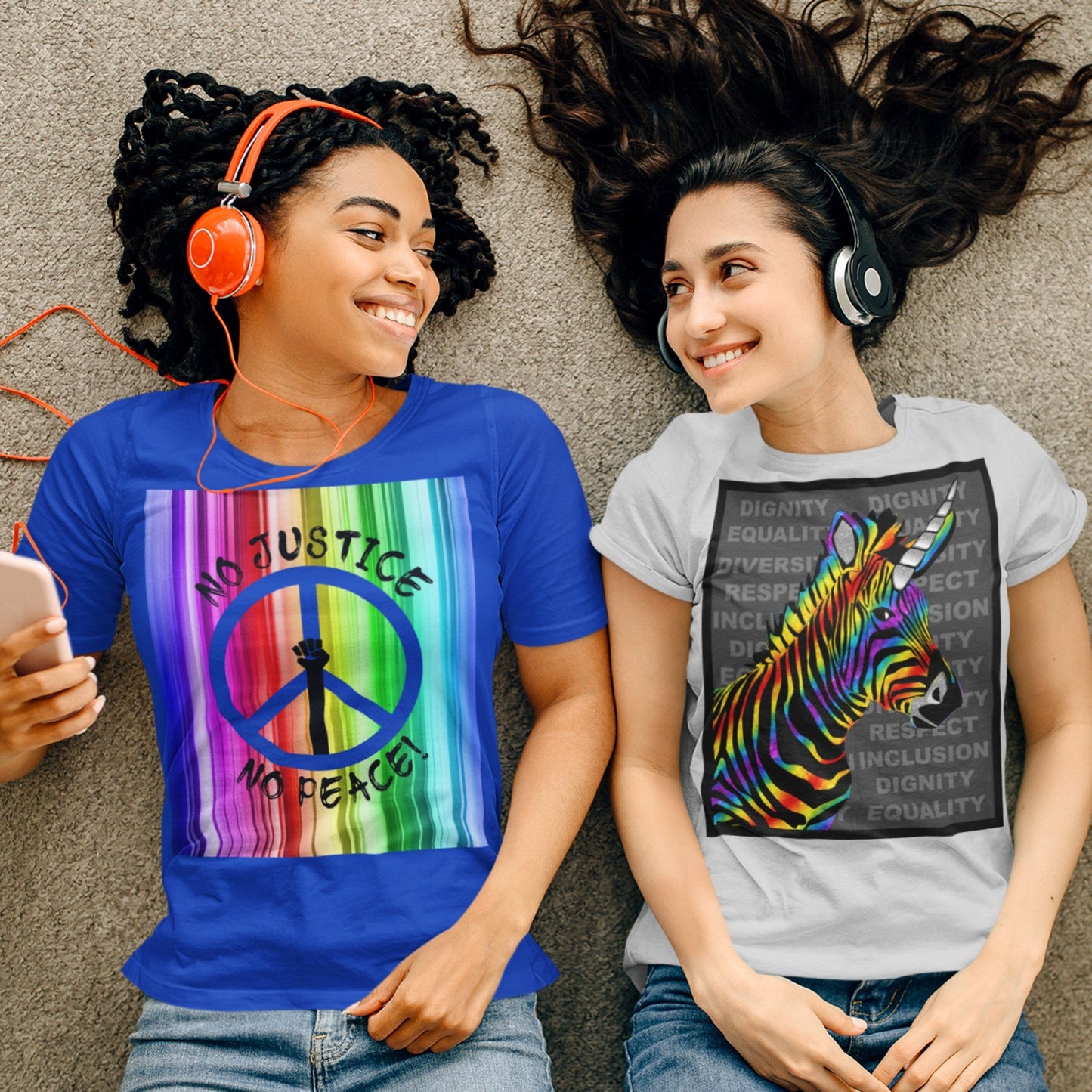 65 MCMLXV Unisex LGBT Rainbow Zebra Unicorn Diversity Design Graphic T-Shirt - 65mcmlxv