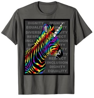 65 MCMLXV Unisex LGBT Rainbow Zebra Unicorn Diversity Design Graphic T-Shirt - 65mcmlxv