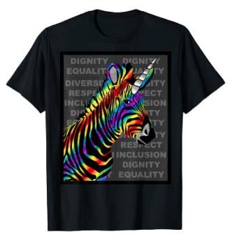 65 MCMLXV Unisex LGBT Rainbow Zebra Unicorn Diversity Design Graphic T-Shirt - 65mcmlxv