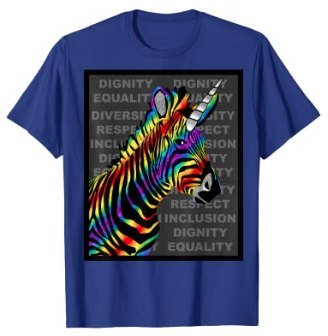 65 MCMLXV Unisex LGBT Rainbow Zebra Unicorn Diversity Design Graphic T-Shirt - 65mcmlxv